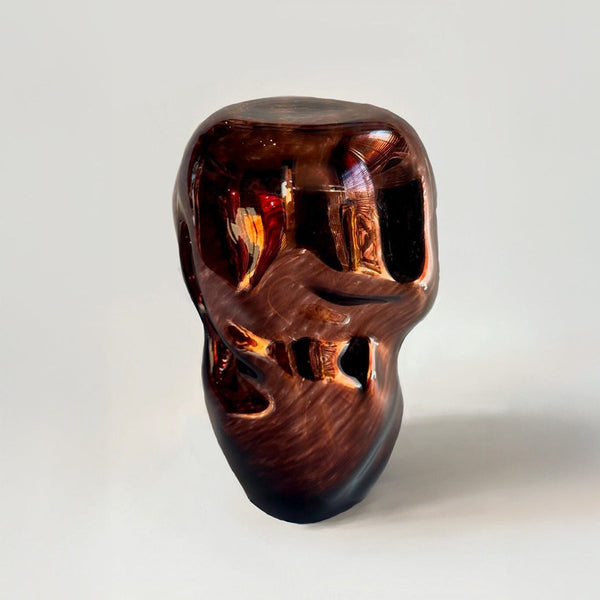 Wave Stool / Side Table V Blown Glass Silver Mirror by Homa