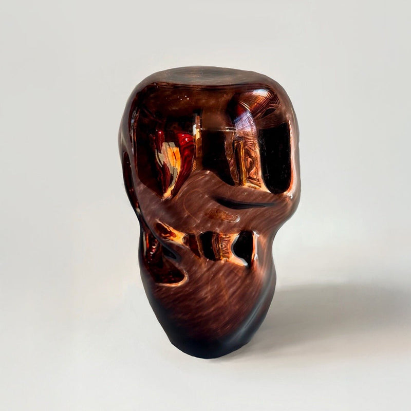 Wave Stool / Side Table V Blown Glass Silver Mirror by Homa