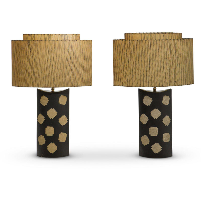 Oversized Vintage Ceramic Table Lamps Marked “LL” (Pair)